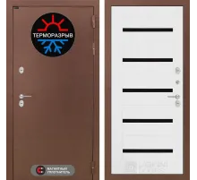 Входная дверь Термо Магнит 01 - Белое дерево, стекло черное