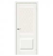 Дверь экошпон Bravo Prima-3 White Dreamline со стеклом White Сrystal