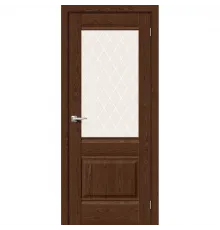 Дверь экошпон Bravo Prima-3 Brown Dreamline со стеклом White Сrystal