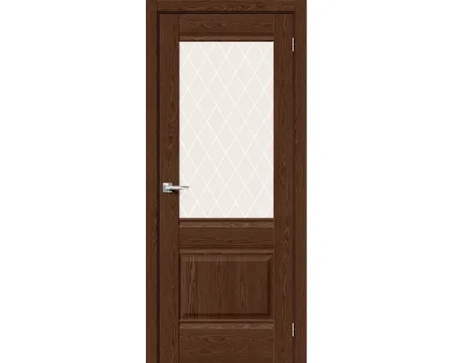 Дверь экошпон Bravo Prima-3 Brown Dreamline со стеклом White Сrystal