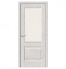 Дверь экошпон Bravo Prima-3 ДО Look Art со стеклом White Сrystal