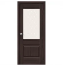 Дверь экошпон Bravo Prima-3 ДО Wenge Melinga со стеклом White Сrystal