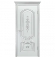 Дверь BP-DOORS Соло R-0 B3 ДГ Эмаль Белая патина серебро